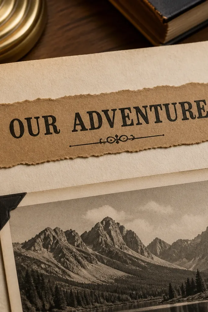 Brown kraft strip across the top with a printed school project title