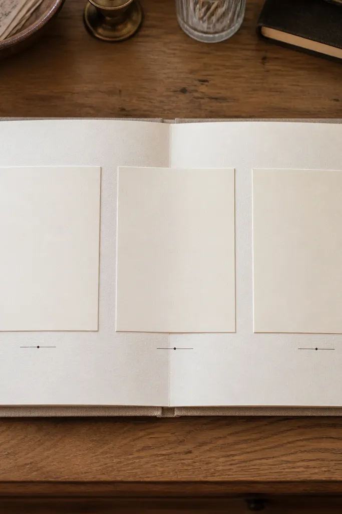 A neat collage grid with small handwritten labels