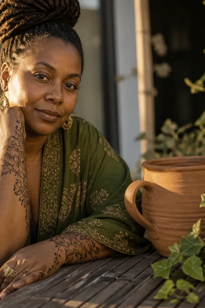 Mehndi with a vine and leaf corner pattern and a small open gap near the wrist