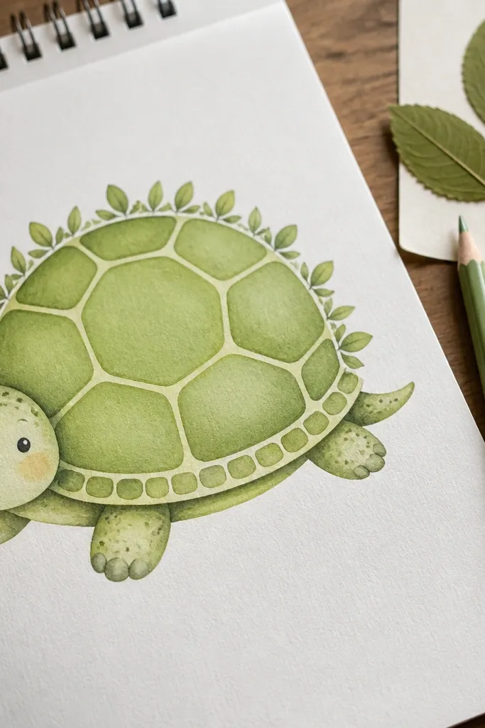 Turtle shell with small leaf shapes along the edges
