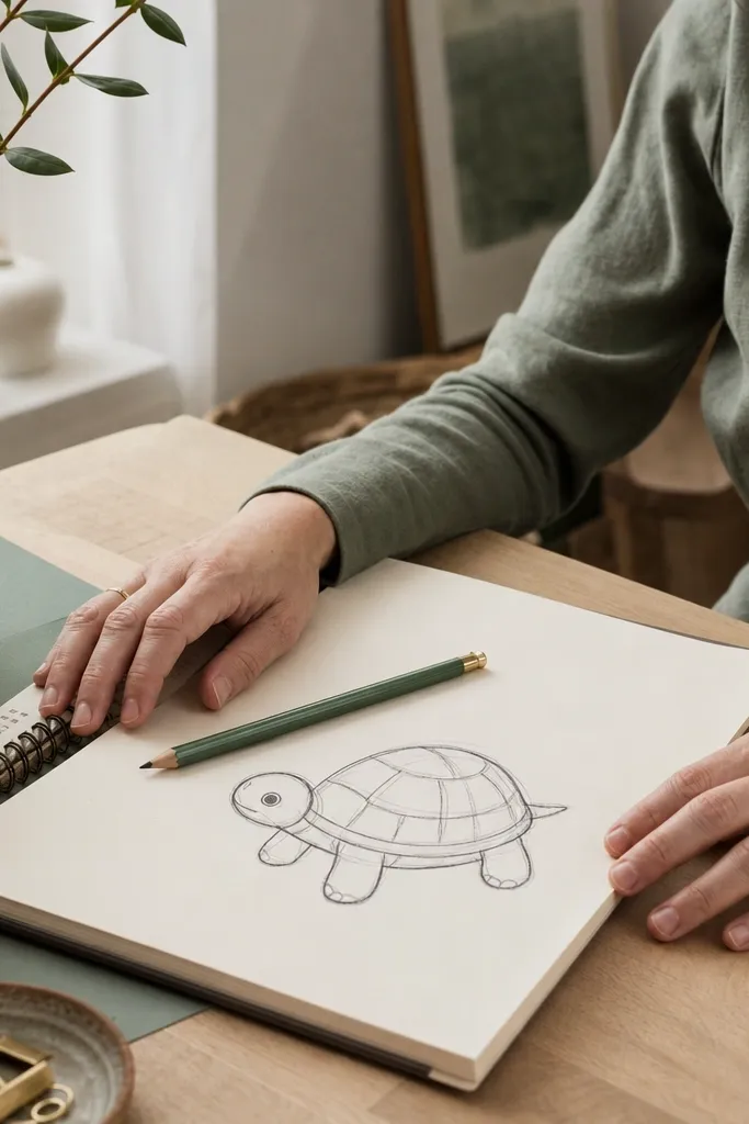 Cozy Turtle Drawing Steps