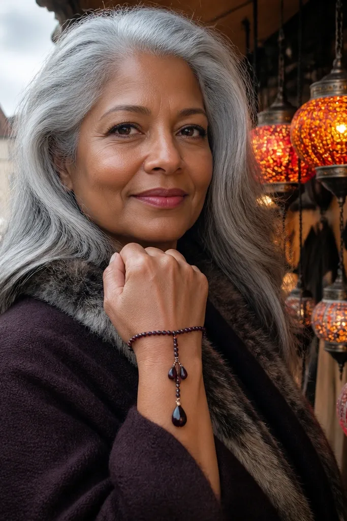 Wrist anklet band with two hanging teardrop motifs toward the center