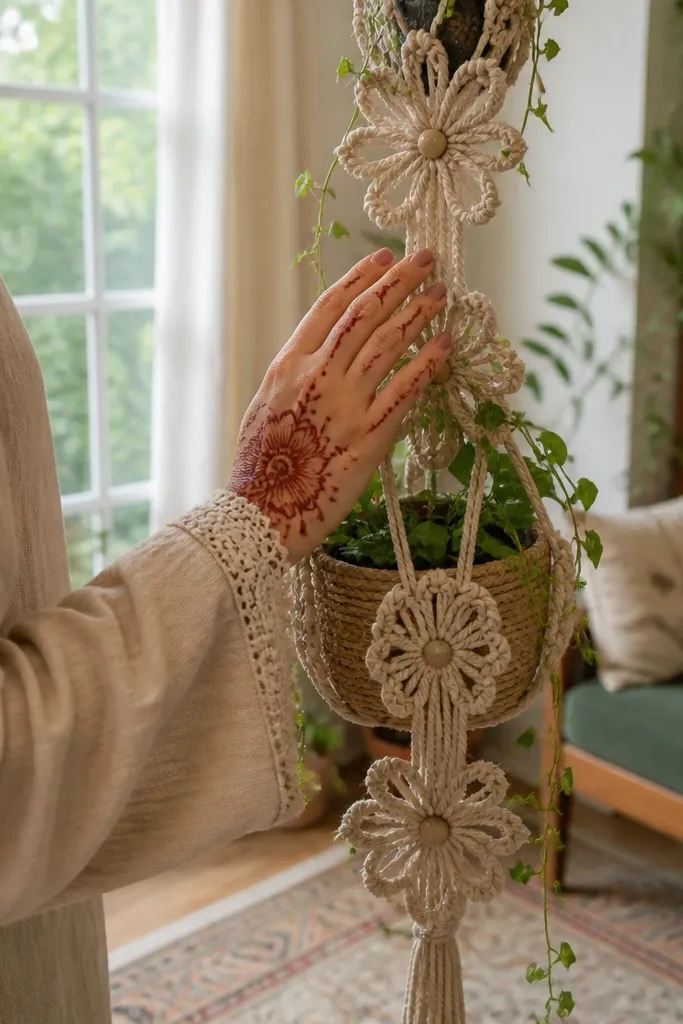 Back hand mehndi with three stacked flowers aligned from knuckles toward wrist