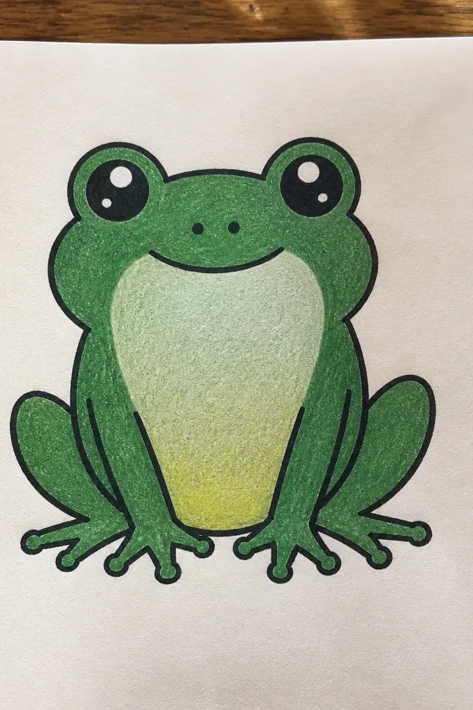 Frog with a green-to-light gradient belly and clean outline