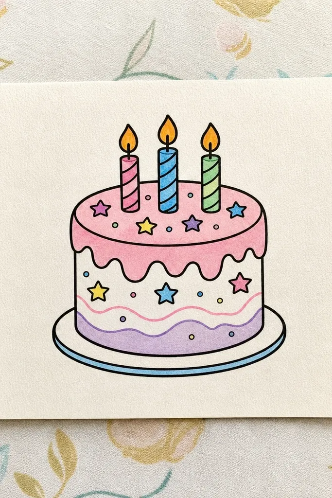 20 Cute Birthday Cake Drawings to Copy