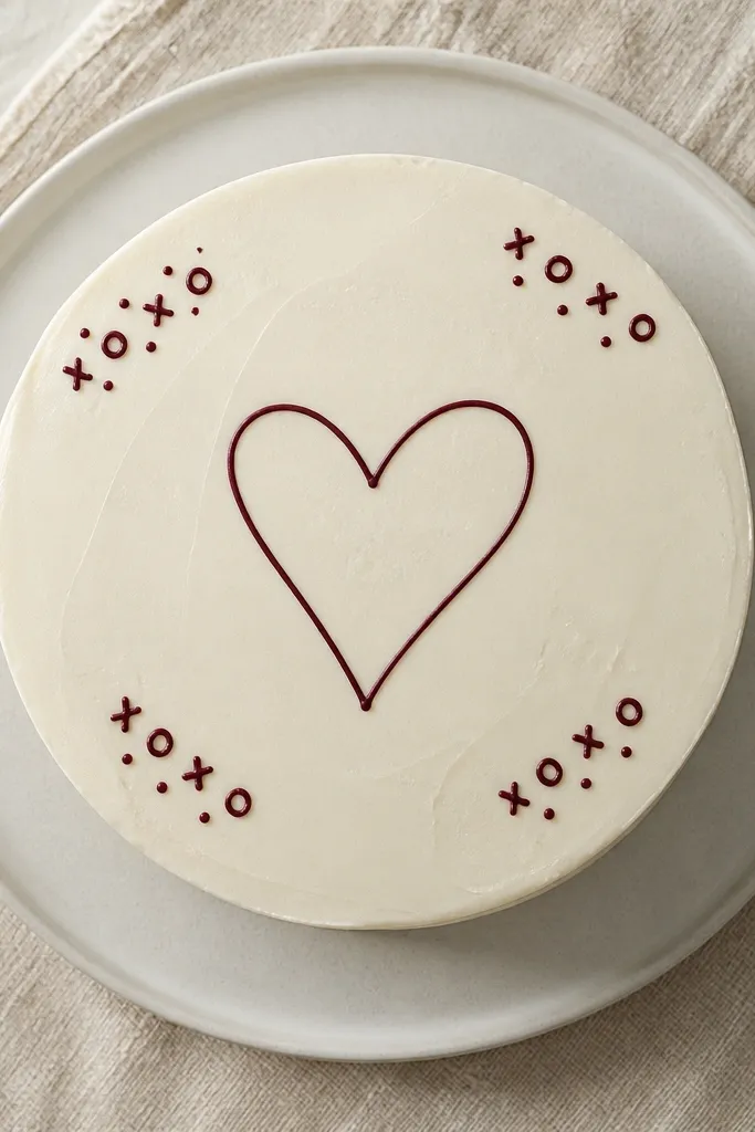 A thin outline heart with small x and o dots around it