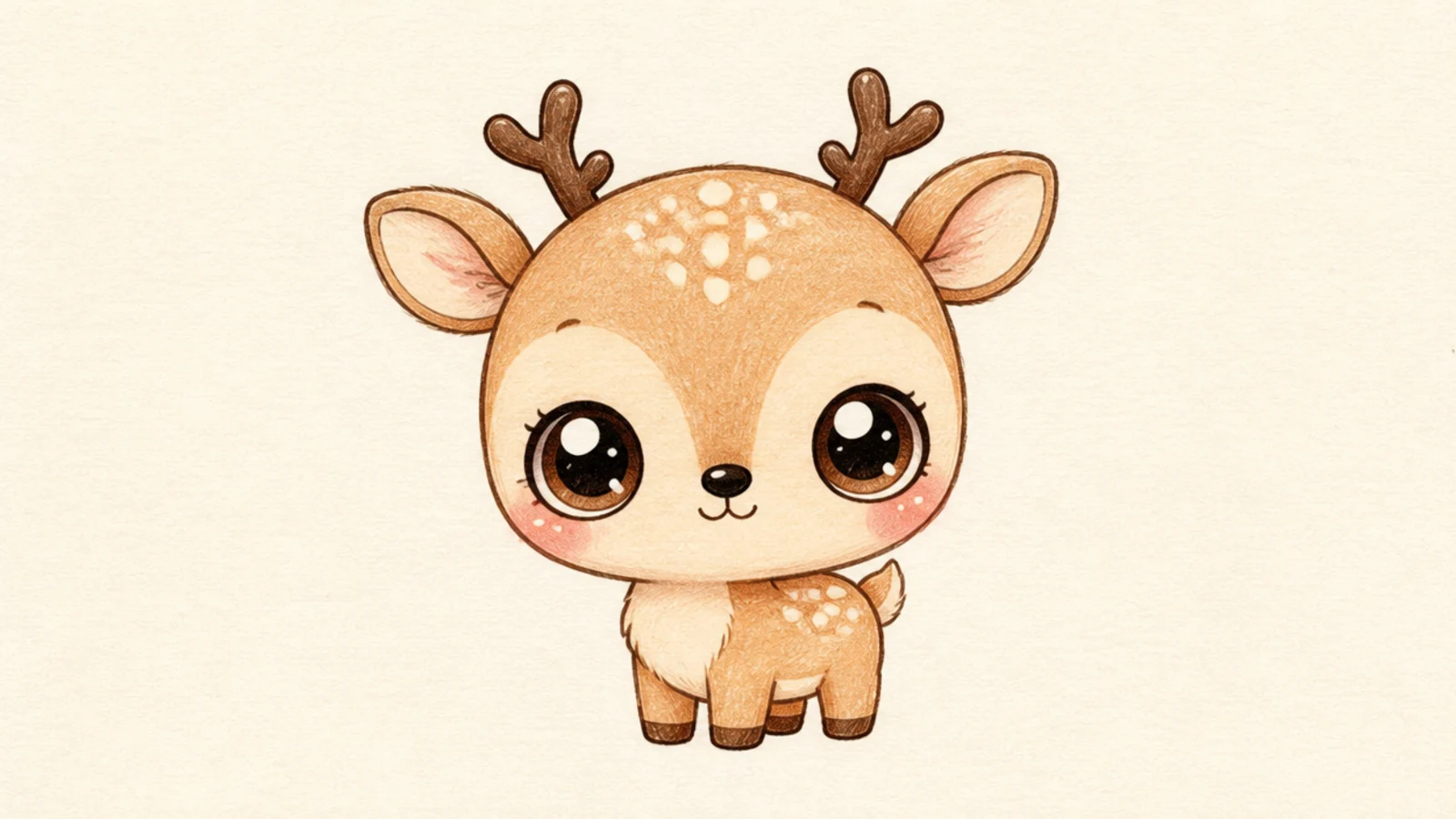 A chibi deer with an oversized head and tiny stubby body