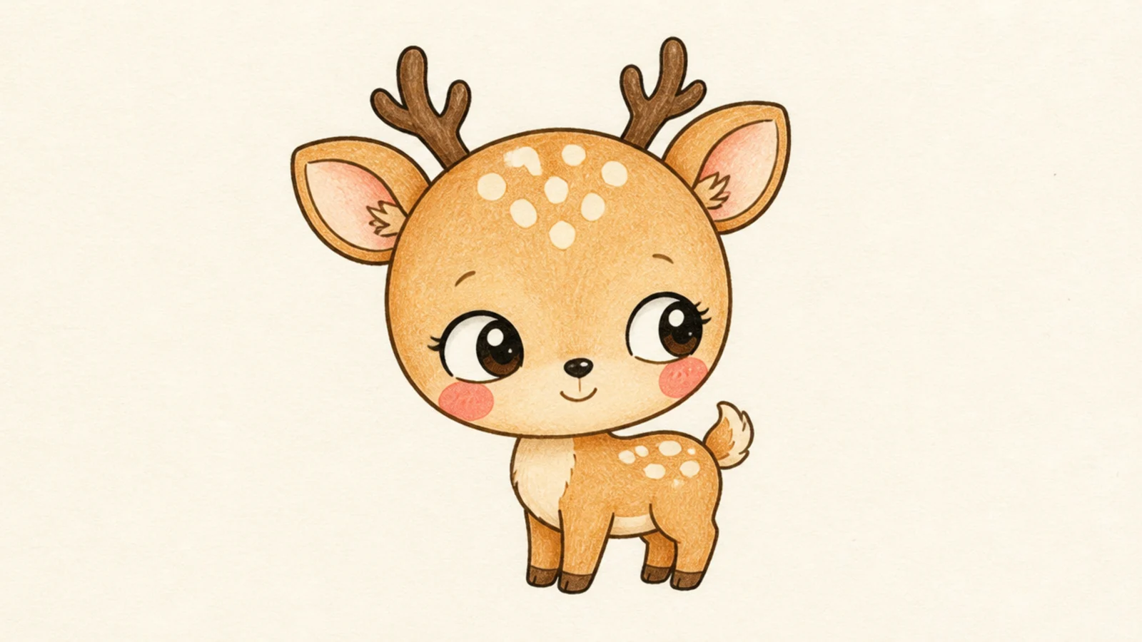 A shy kawaii deer with big rosy blush cheeks looking away