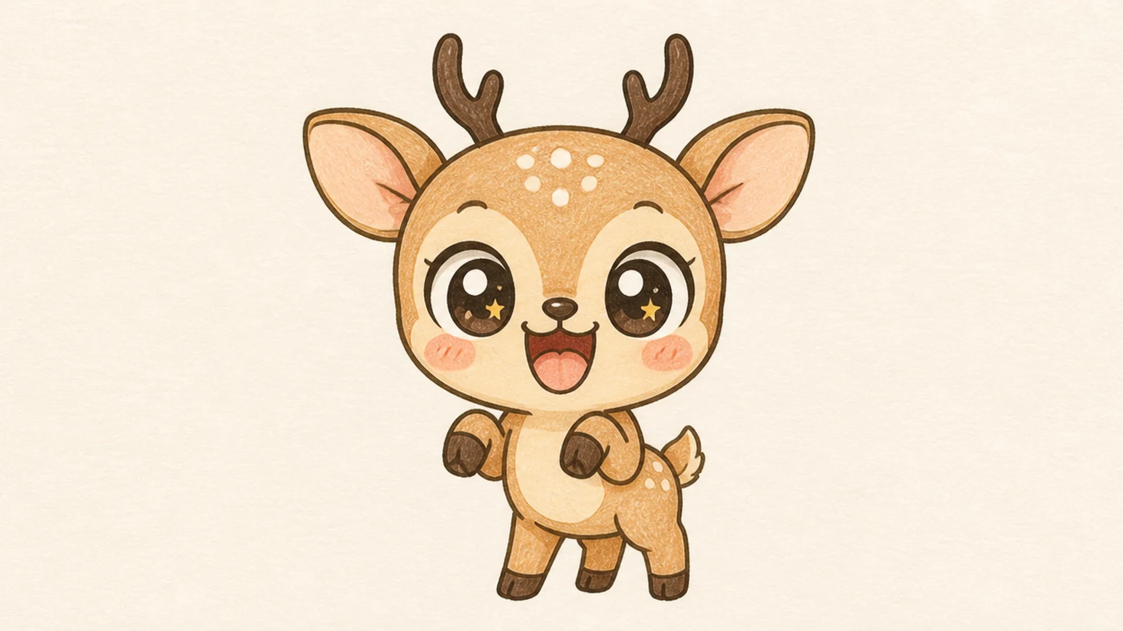 An excited kawaii deer with little stars for eyes