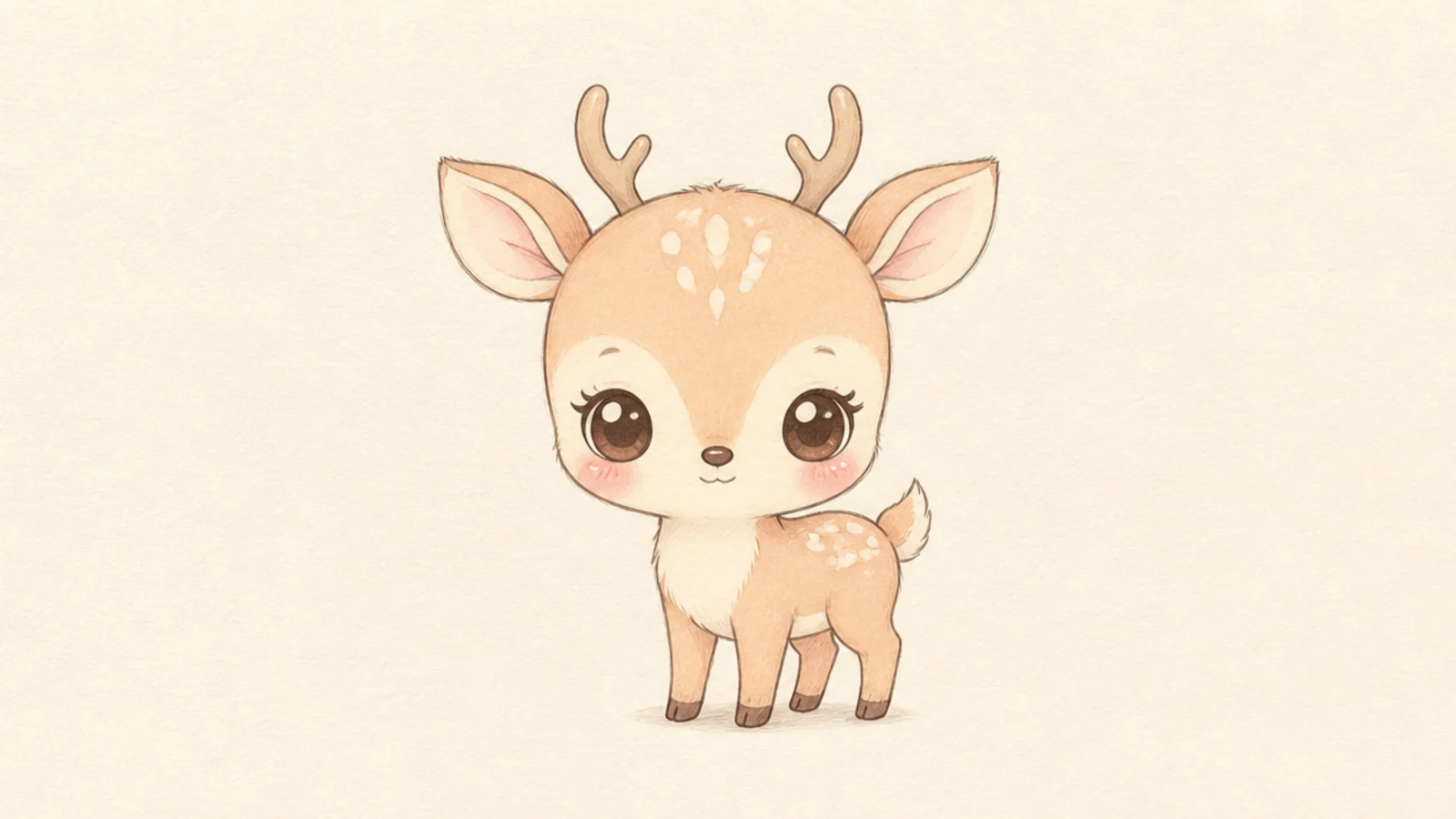 A kawaii deer in soft muted pastel colors