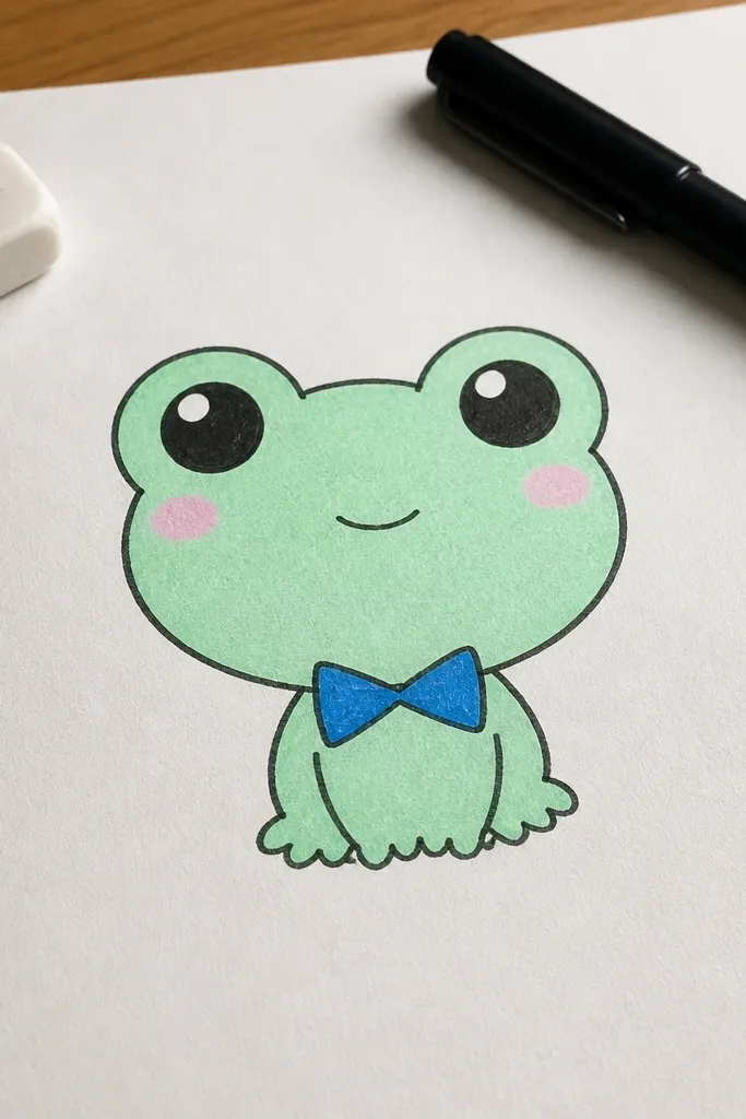 Tiny frog with an oversized head and a small bow tie