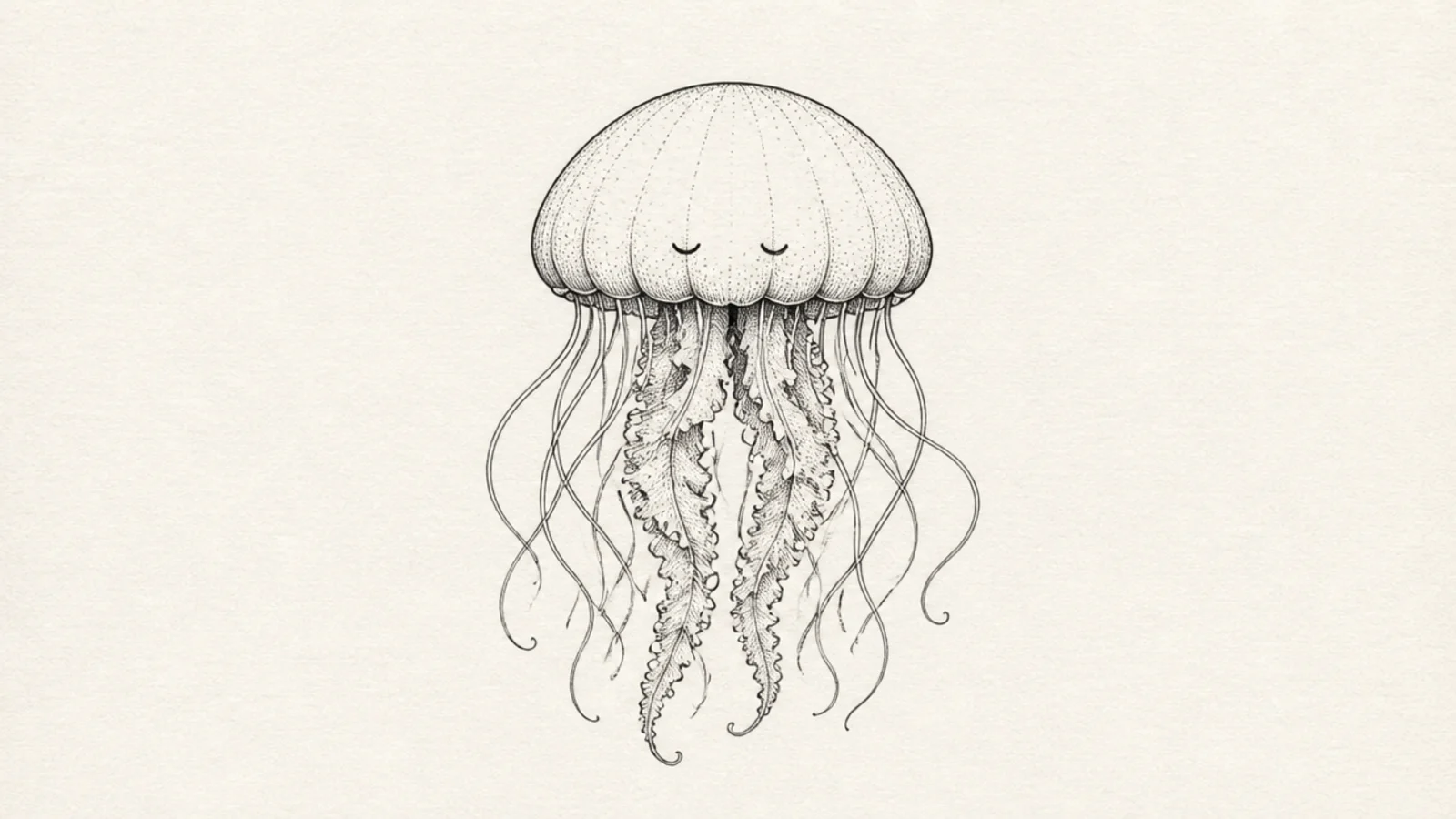 A cute jellyfish with closed sleeping eyes and little sleep symbols above it