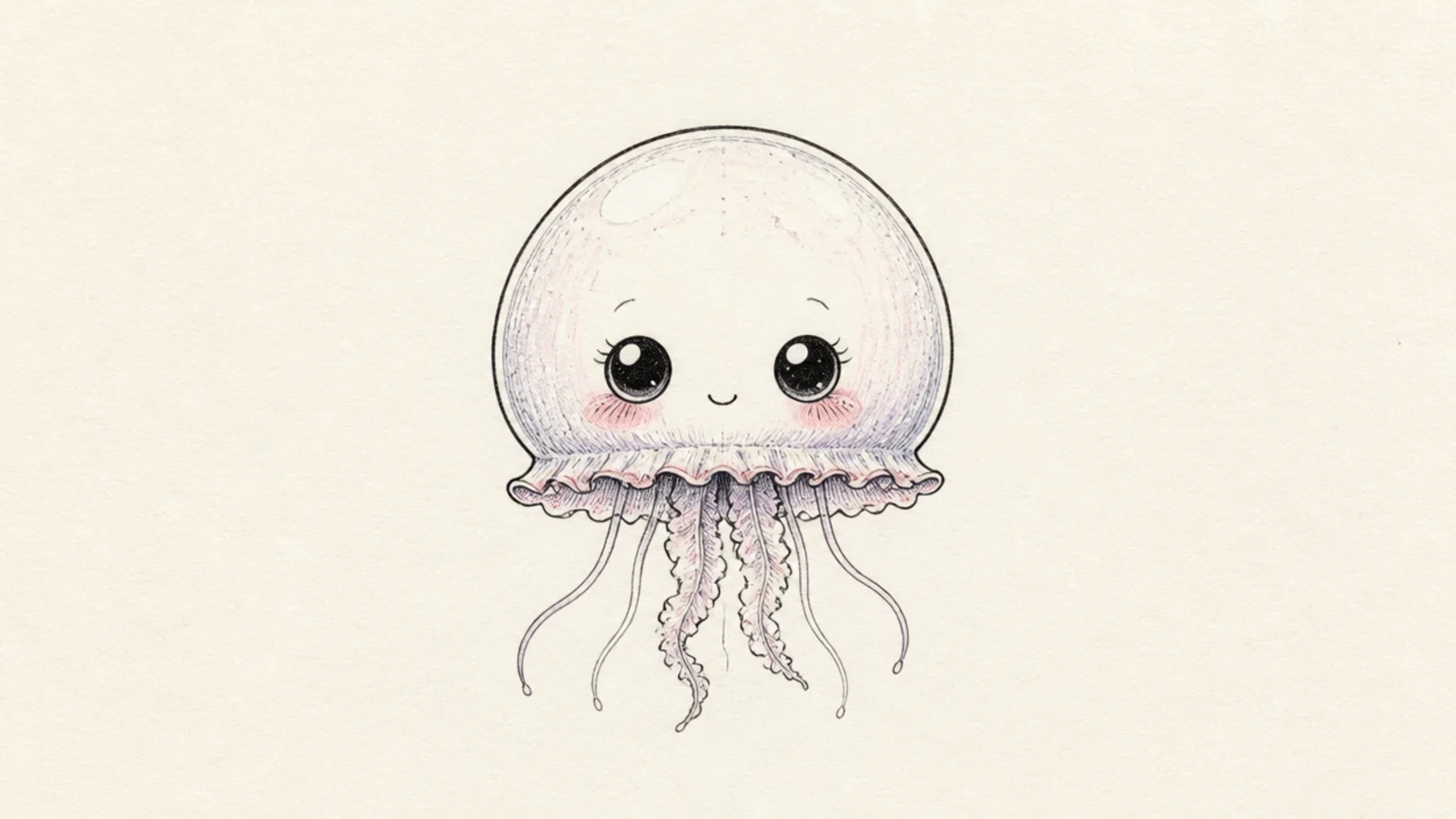 A very small baby jellyfish with an oversized head and tiny tentacles