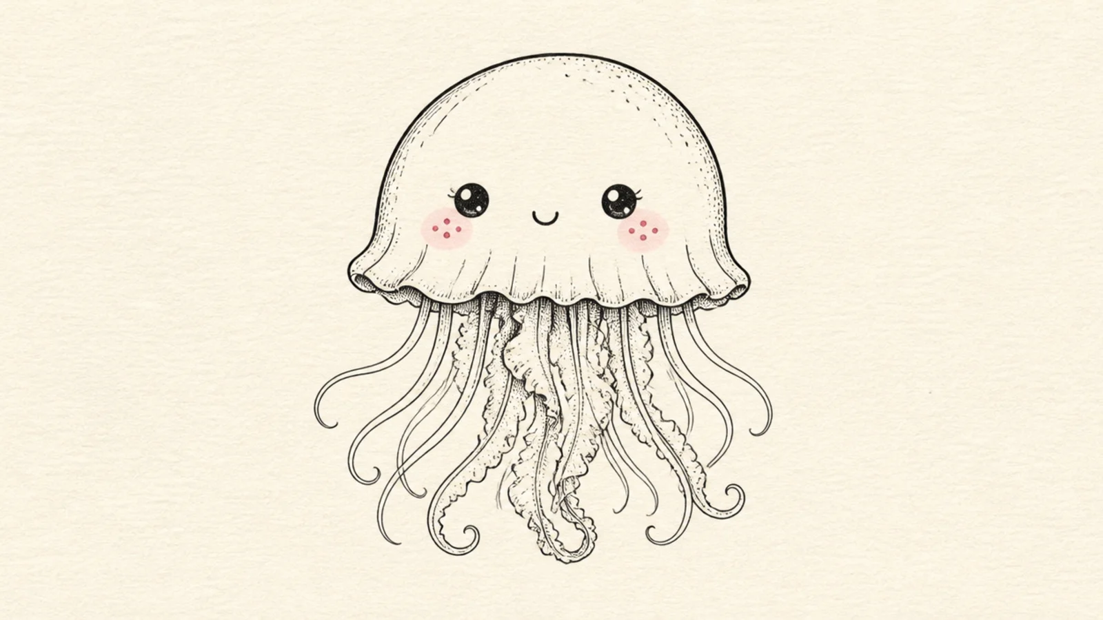 A cute jellyfish with rosy cheeks dotted with tiny freckles