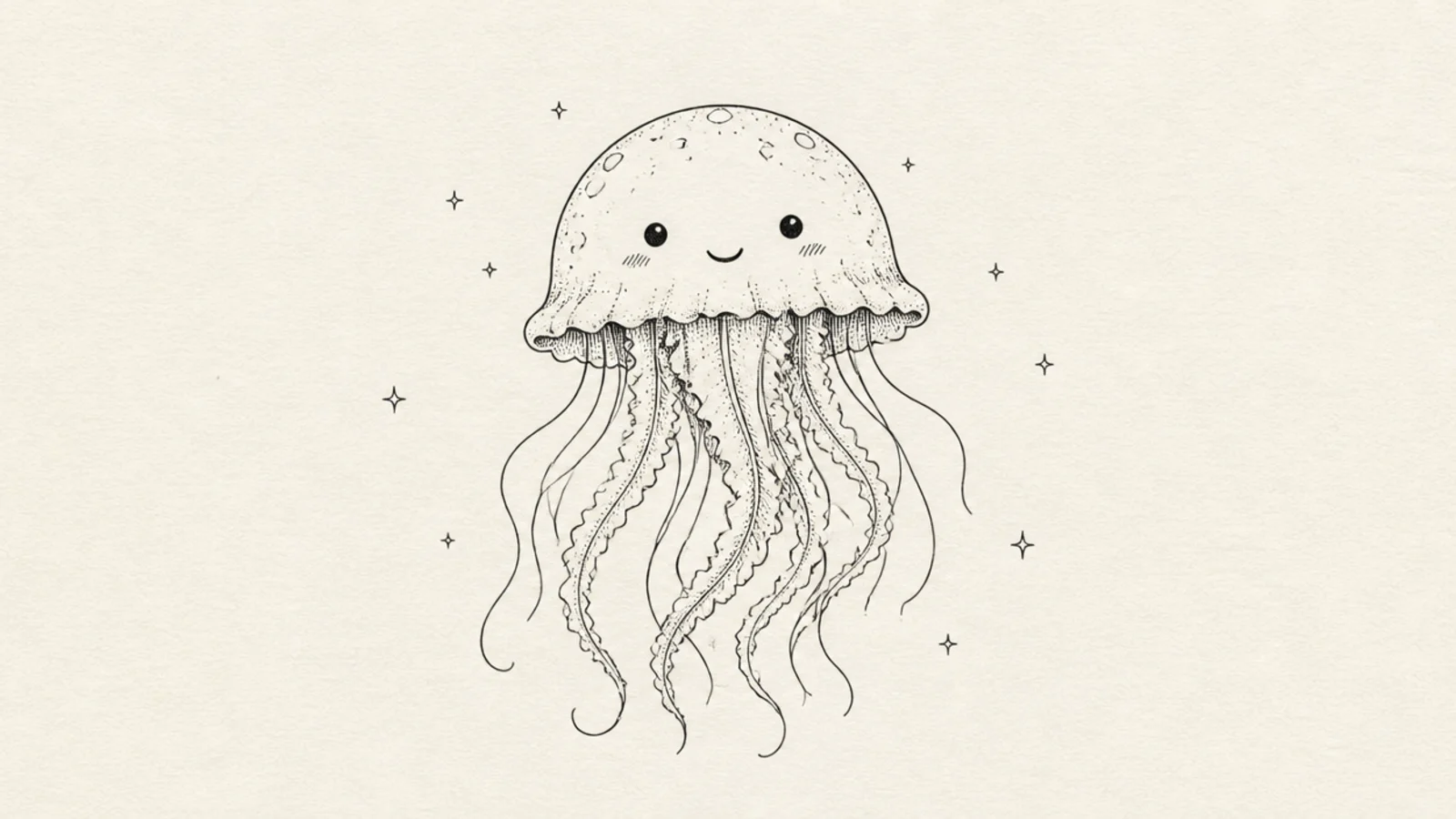 A cute jellyfish surrounded by little sparkle and star marks