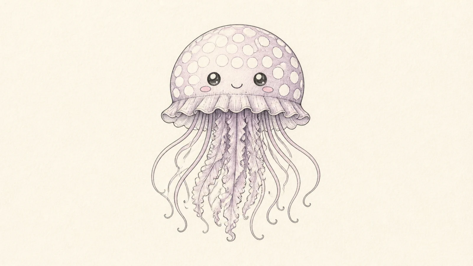 A cute jellyfish with a bell covered in soft polka dots