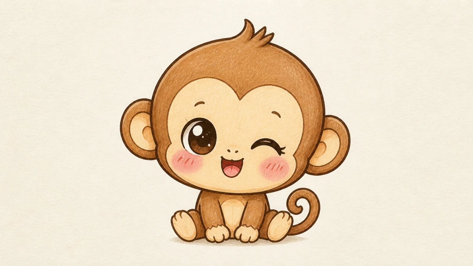 A cute monkey winking with one open and one closed eye
