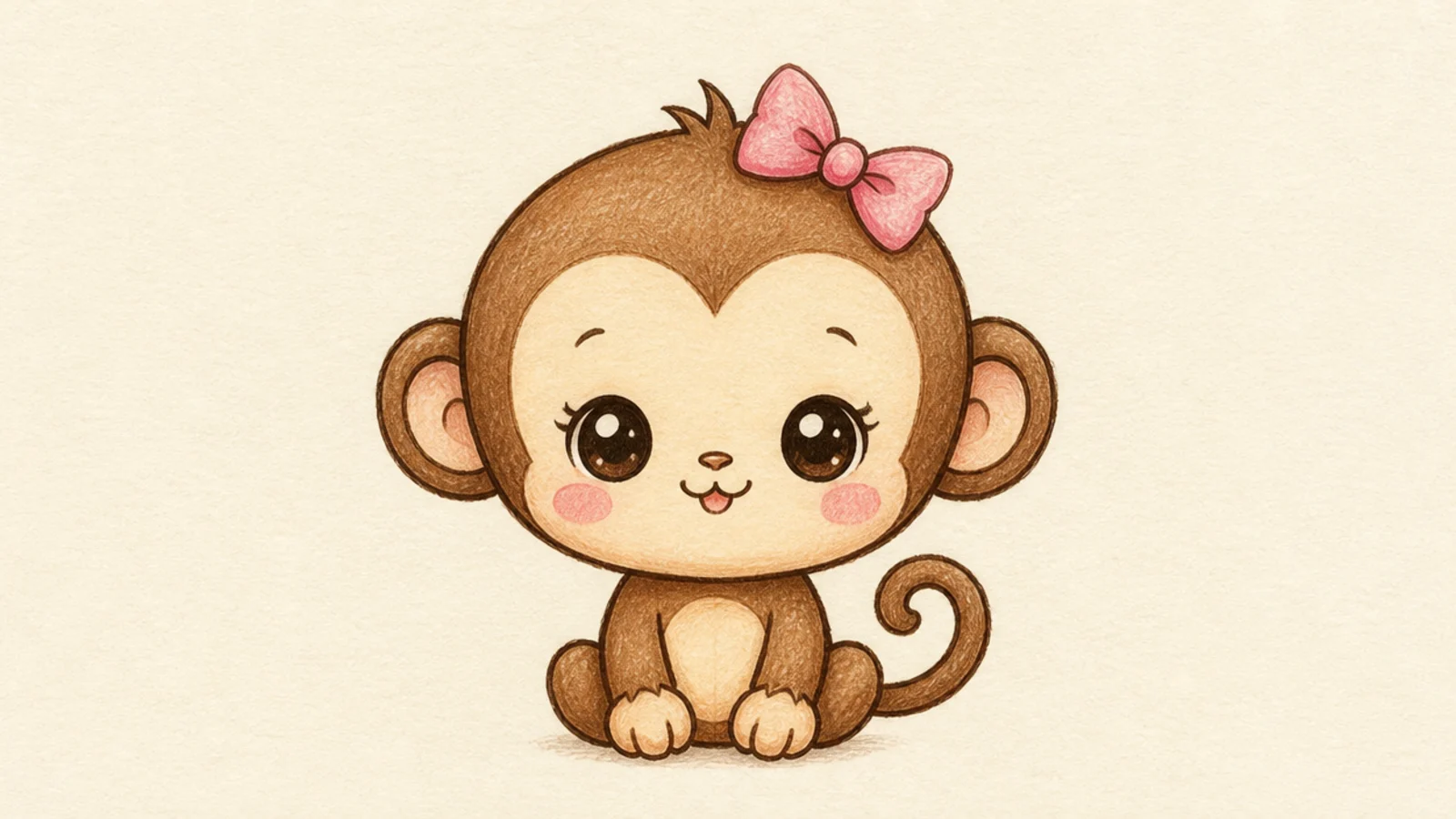 A cute monkey wearing a small bow on its head
