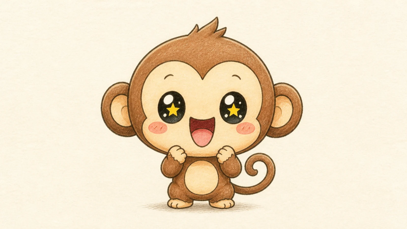 An excited cute monkey with little stars for eyes