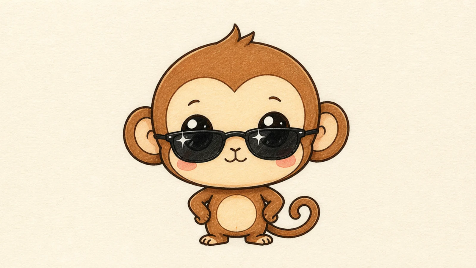A cool cute monkey wearing little sunglasses