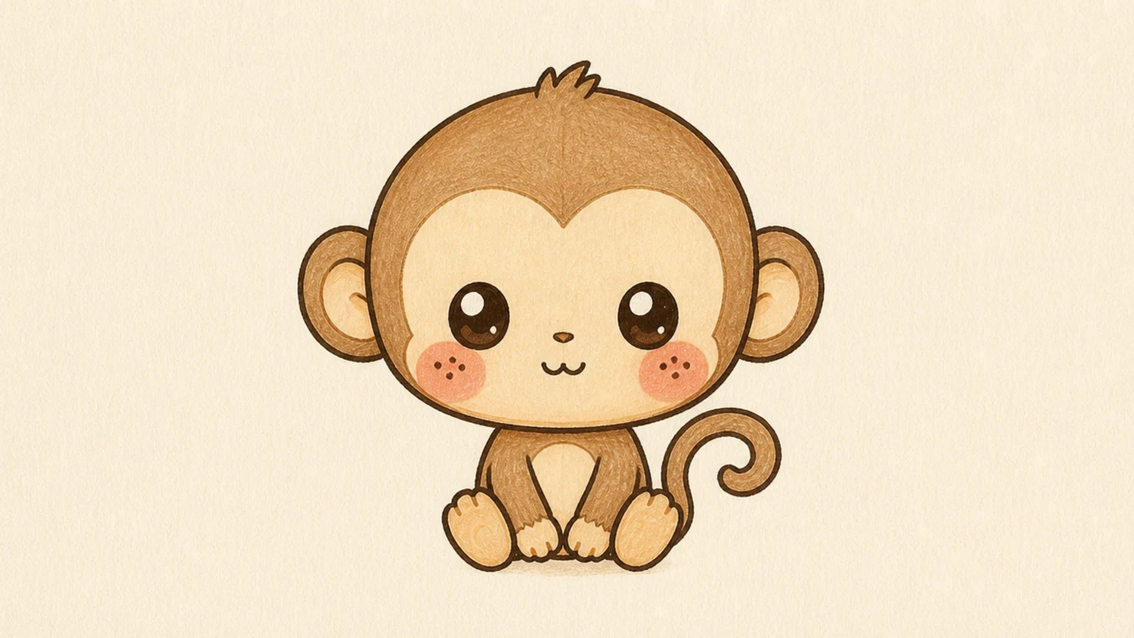 A cute monkey with rosy cheeks dotted with tiny freckles
