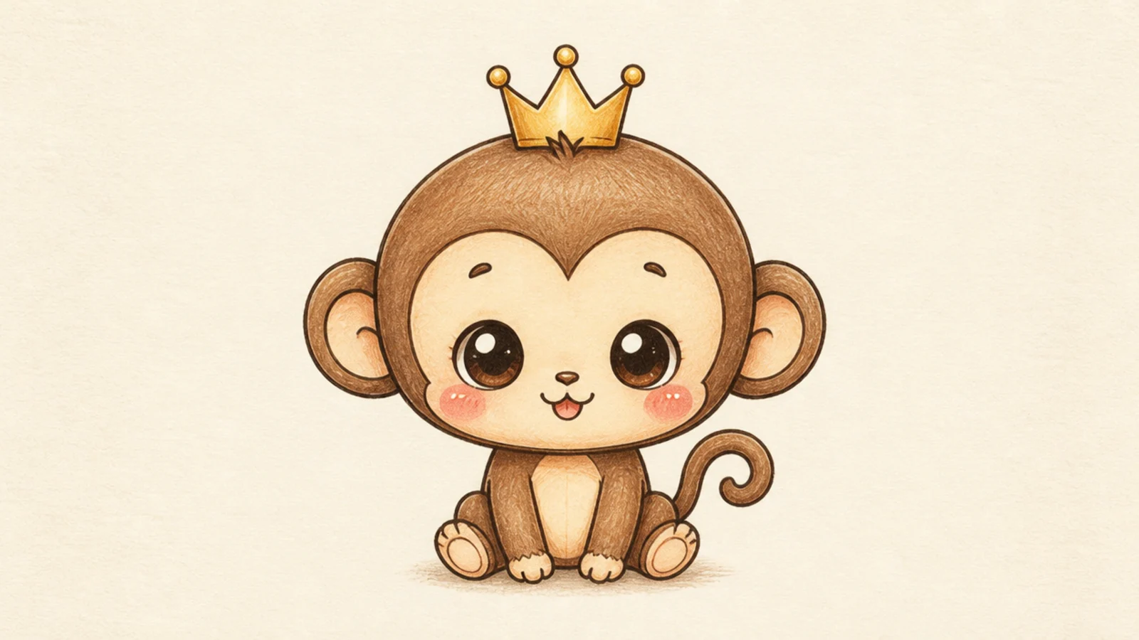A cute monkey wearing a small crown on its head
