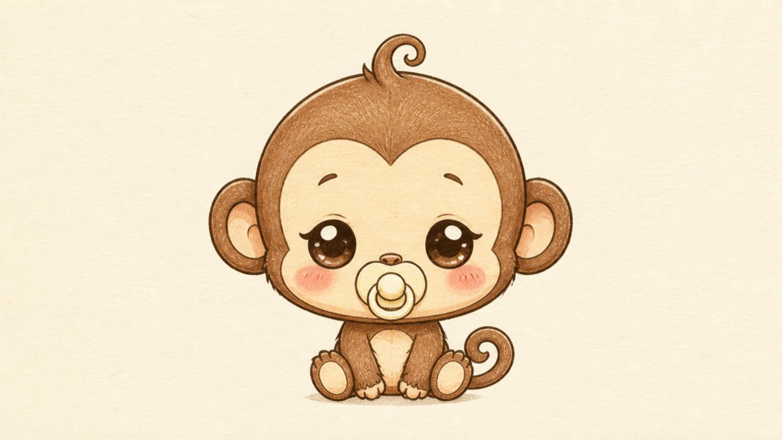A cute baby monkey with a little pacifier