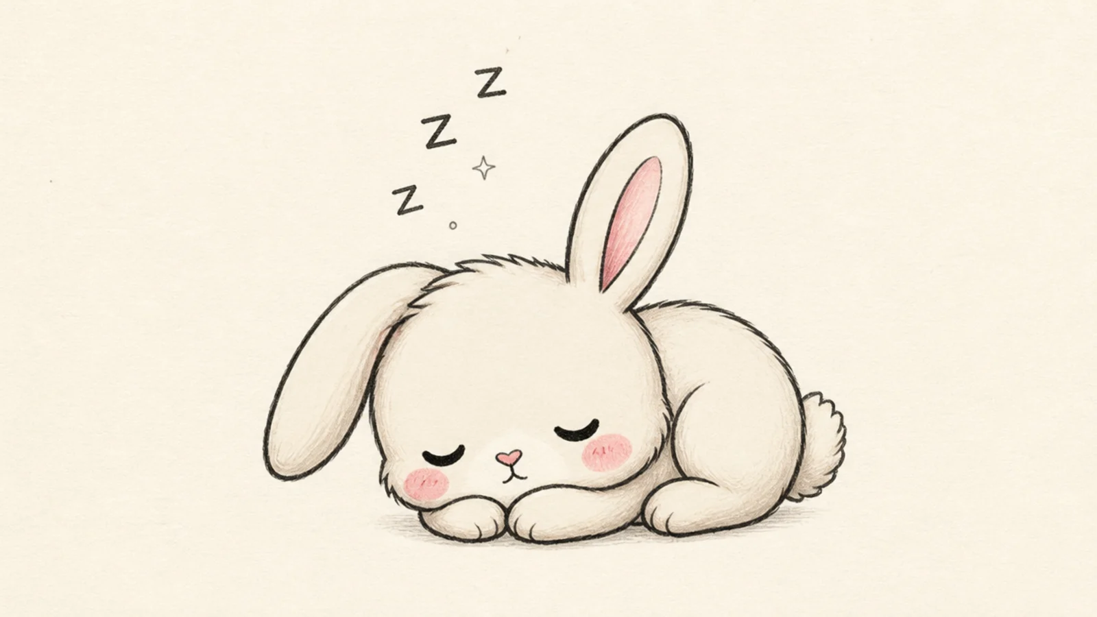 A cute rabbit with closed sleeping eyes and little sleep symbols above