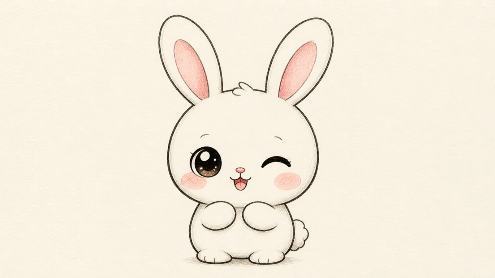 A cute rabbit winking with one open and one closed eye