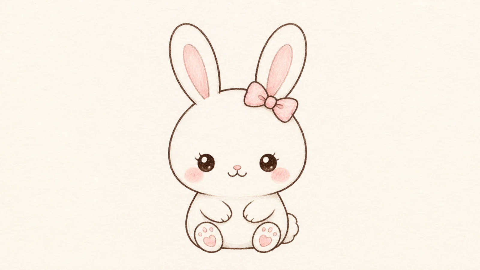 A cute rabbit wearing a small bow between its ears