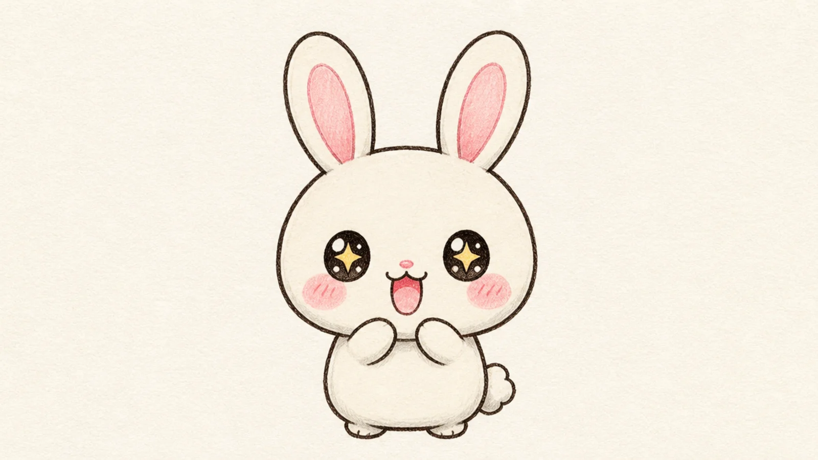 An excited cute rabbit with little stars for eyes