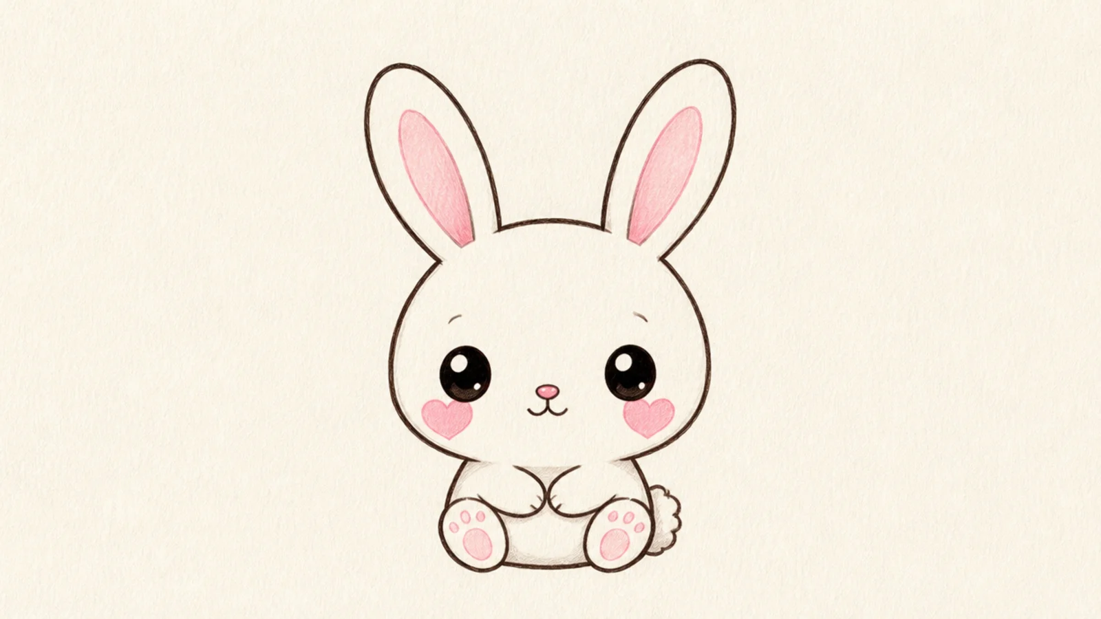 A cute rabbit with tiny heart shapes for blush cheeks