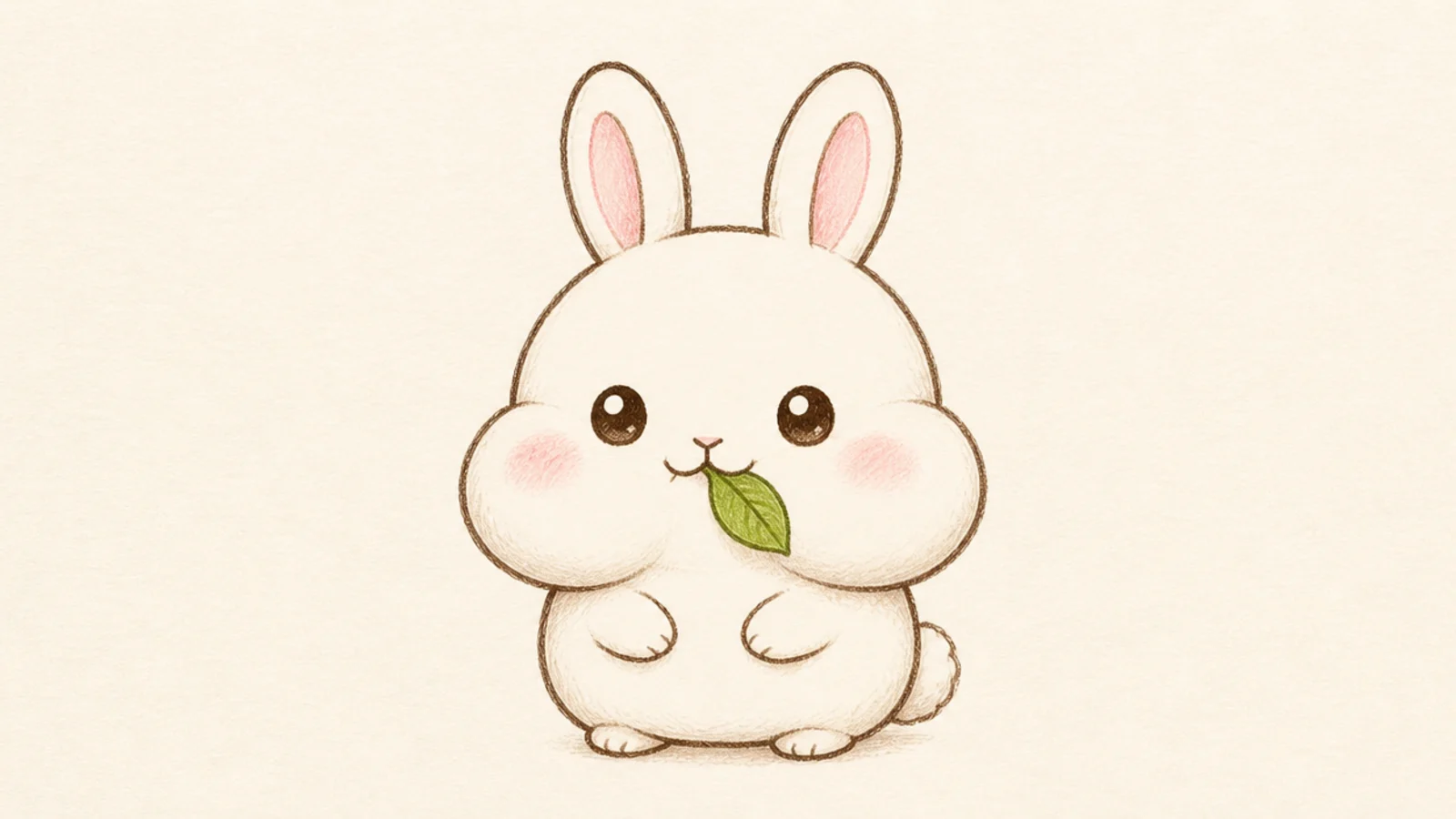 A cute rabbit with puffed cheeks full of food