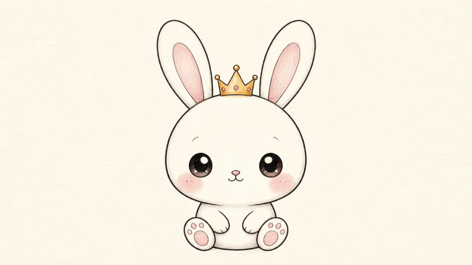 A cute rabbit wearing a small crown between its ears