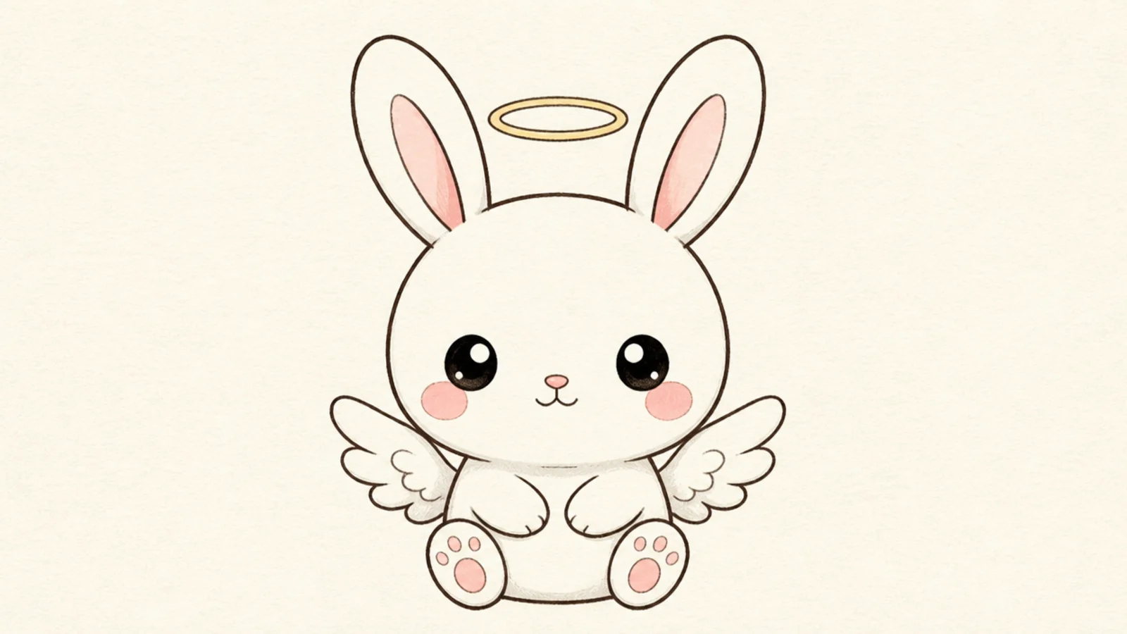 A cute rabbit with tiny wings and a small halo