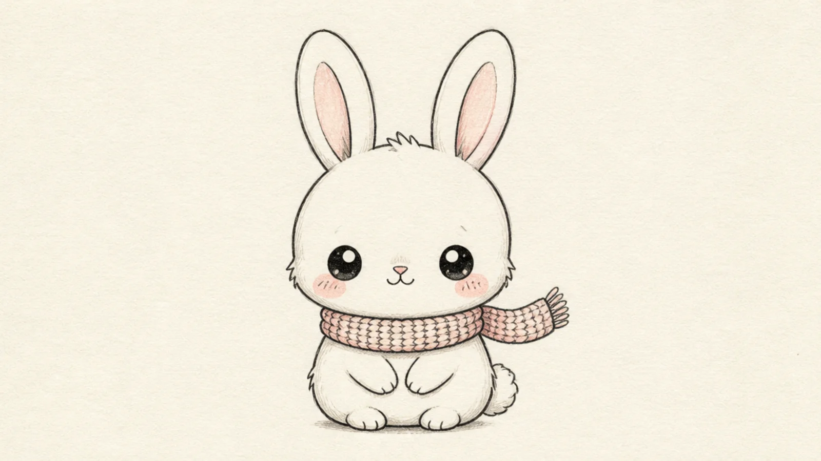 A cozy cute rabbit wrapped in a small knitted scarf
