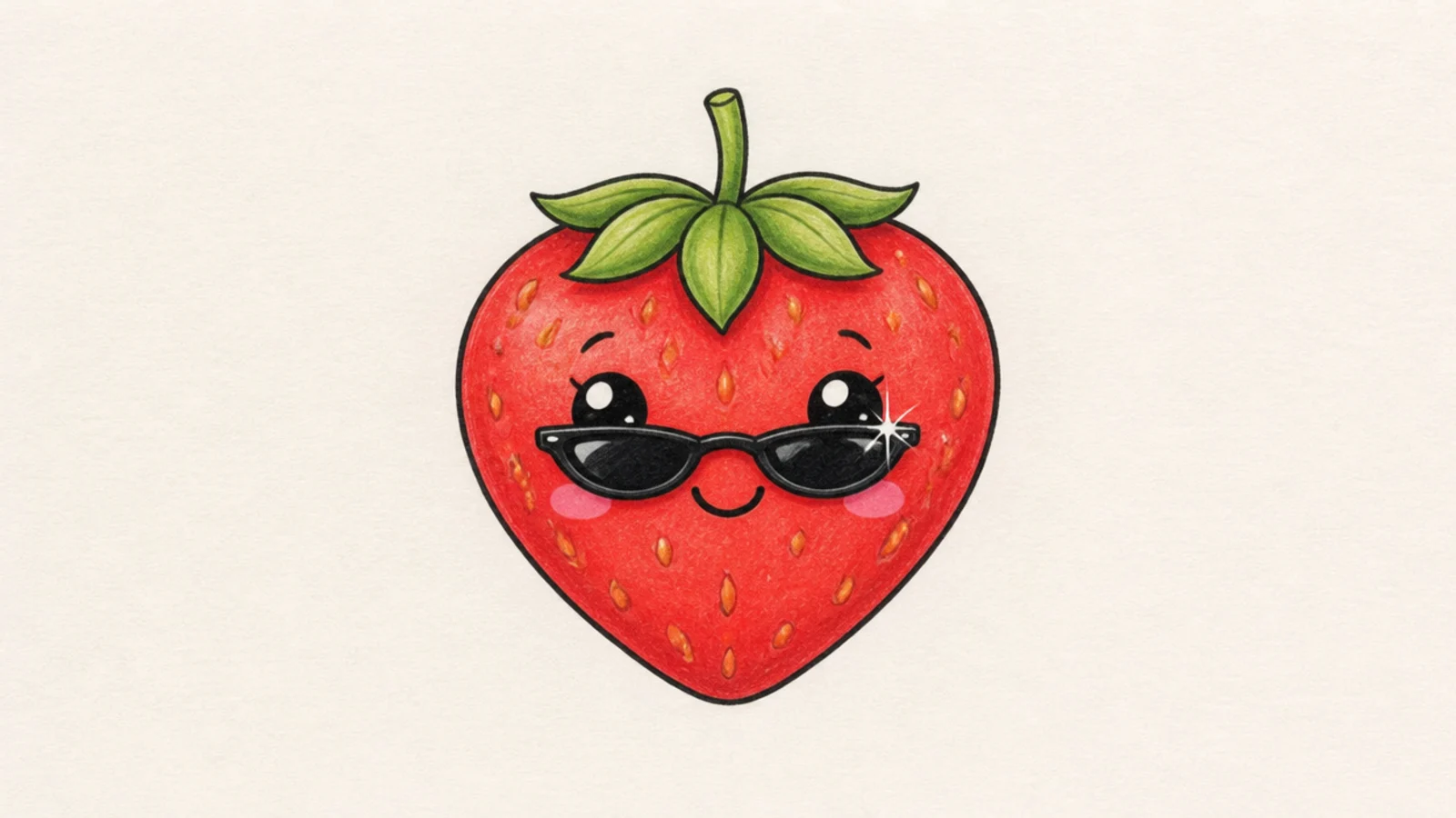 A cool cute strawberry wearing little sunglasses