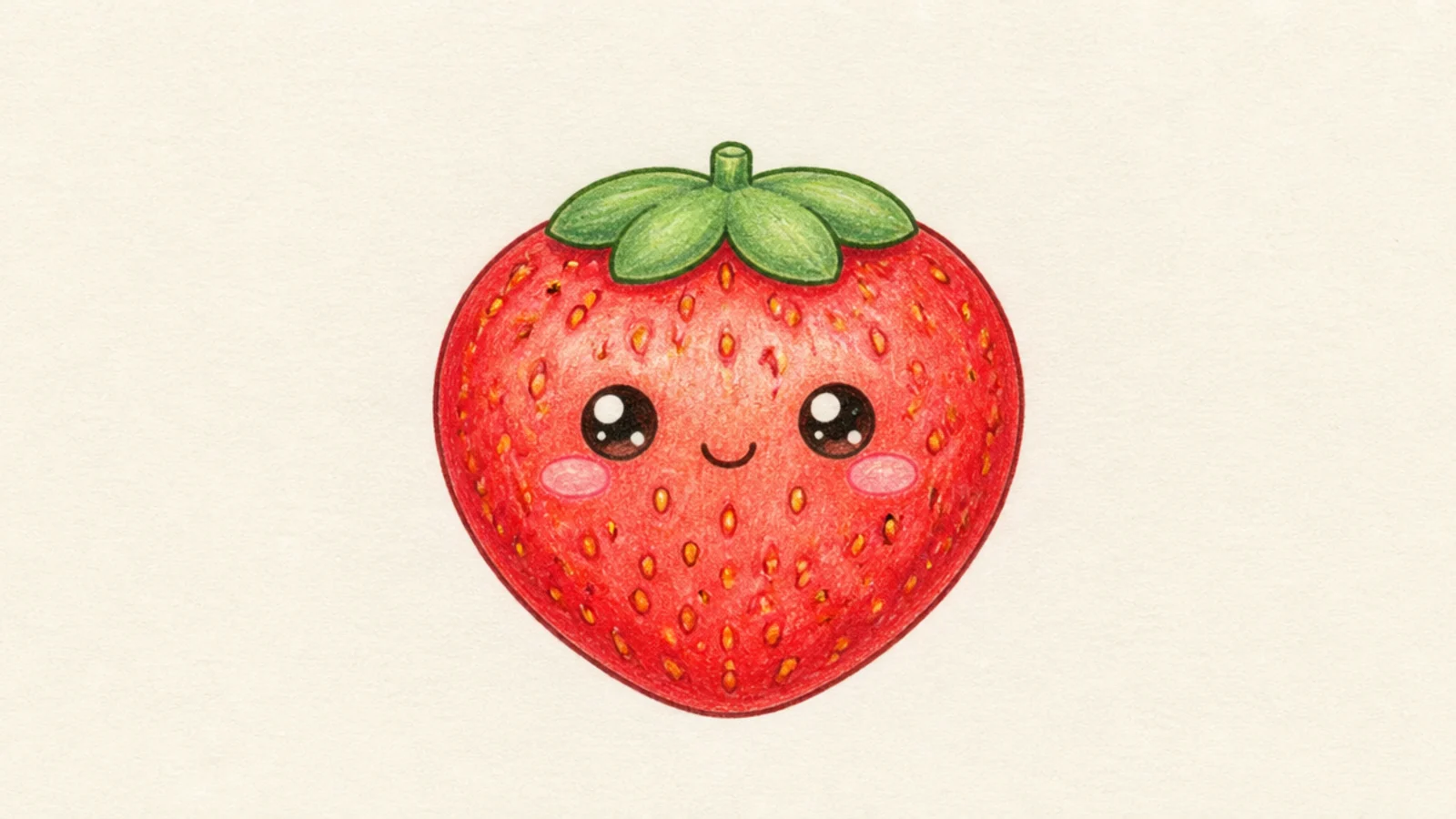 An extra round, plump cute strawberry with a tiny face