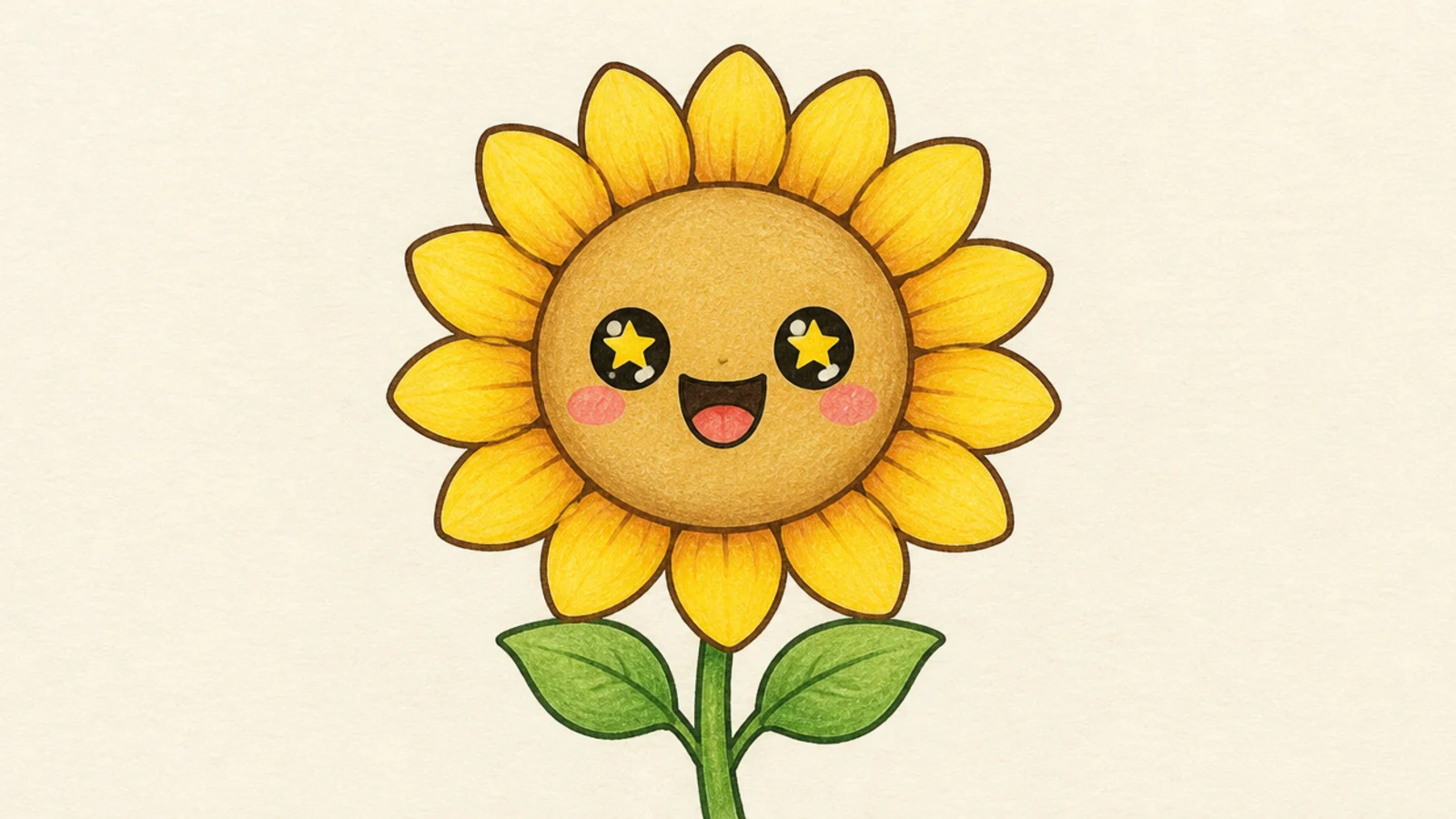 An excited cute sunflower with little stars for eyes