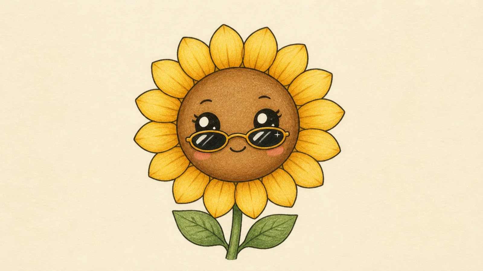 A cool cute sunflower wearing little sunglasses