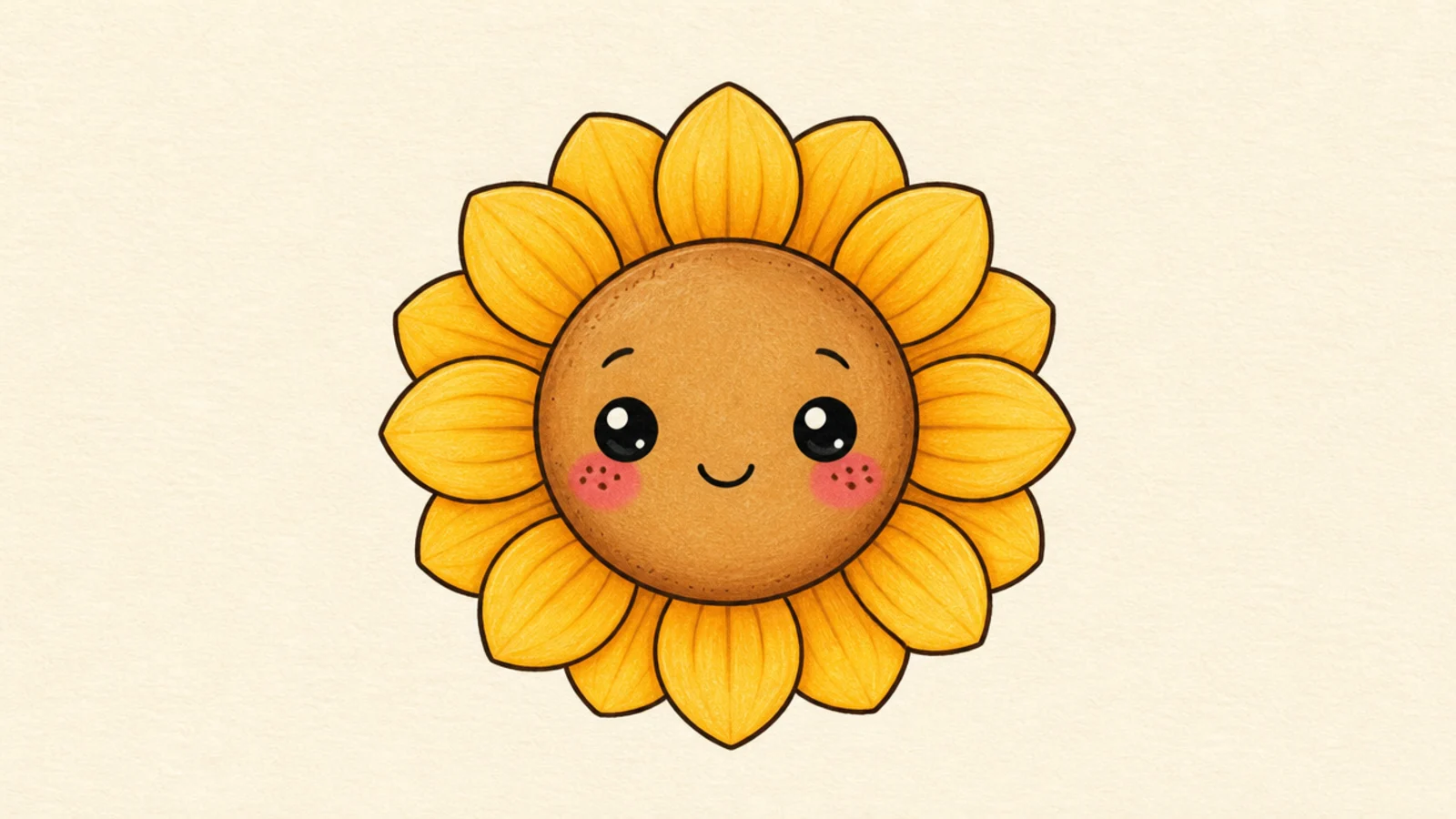 A cute sunflower with rosy cheeks dotted with tiny freckles