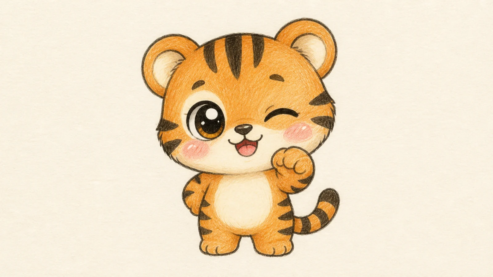 A cute tiger winking with one open and one closed eye
