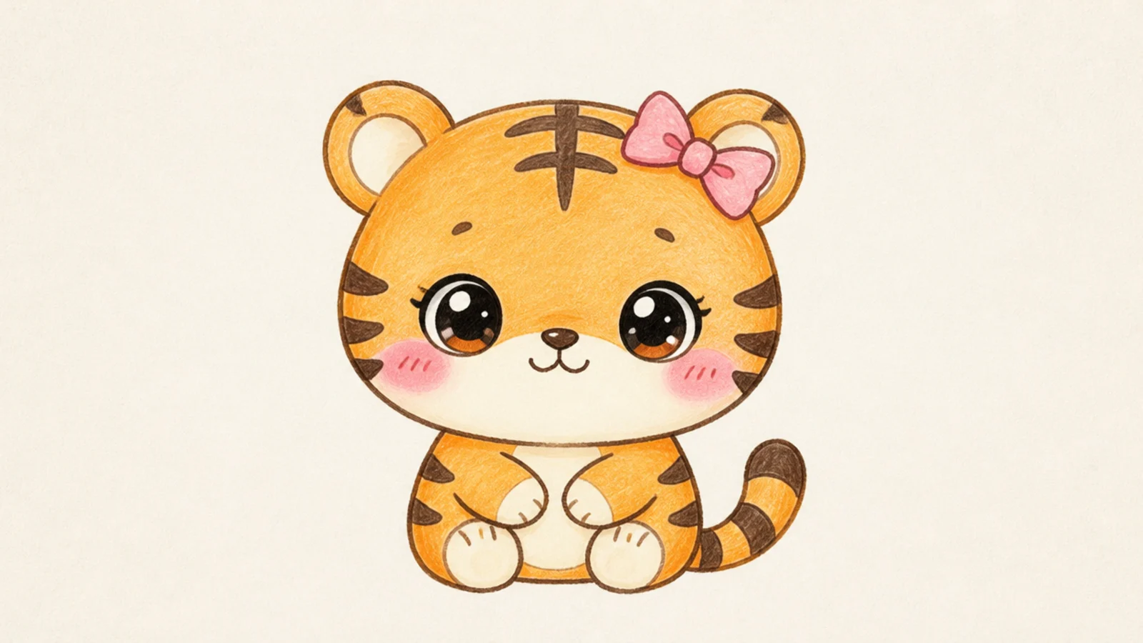 A cute tiger wearing a small bow on one ear