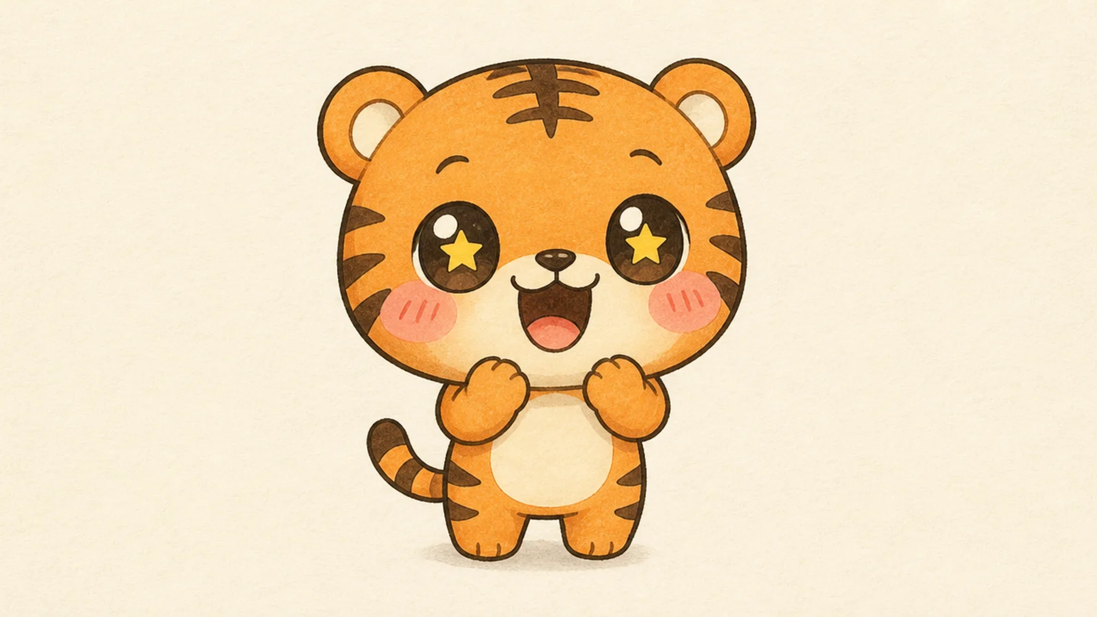 An excited cute tiger with little stars for eyes