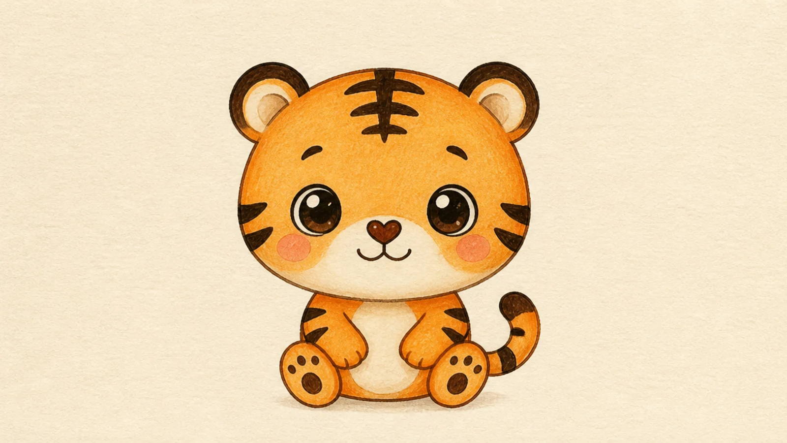 A cute tiger face with a small heart-shaped nose