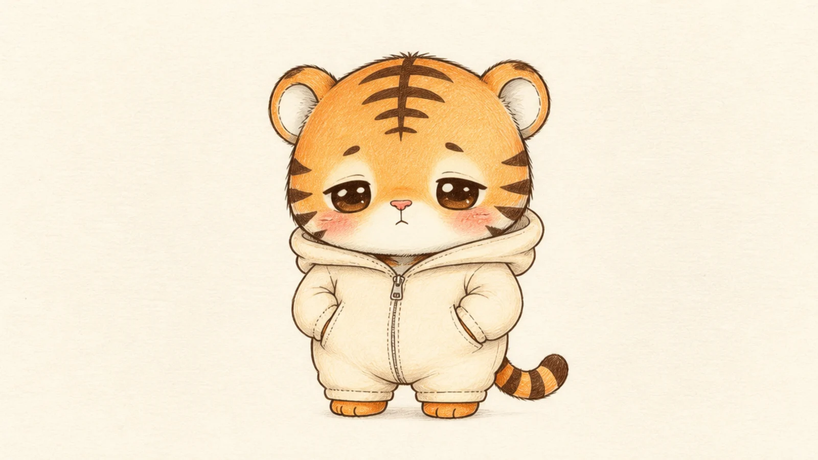 A cute tiger wearing a cozy hooded onesie