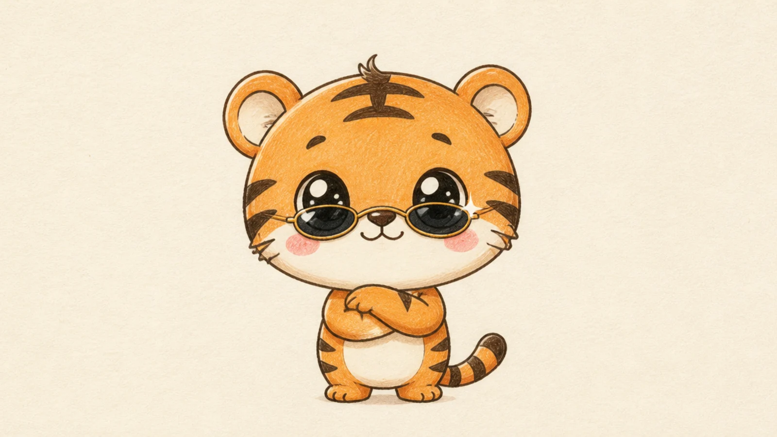A cool cute tiger wearing little sunglasses