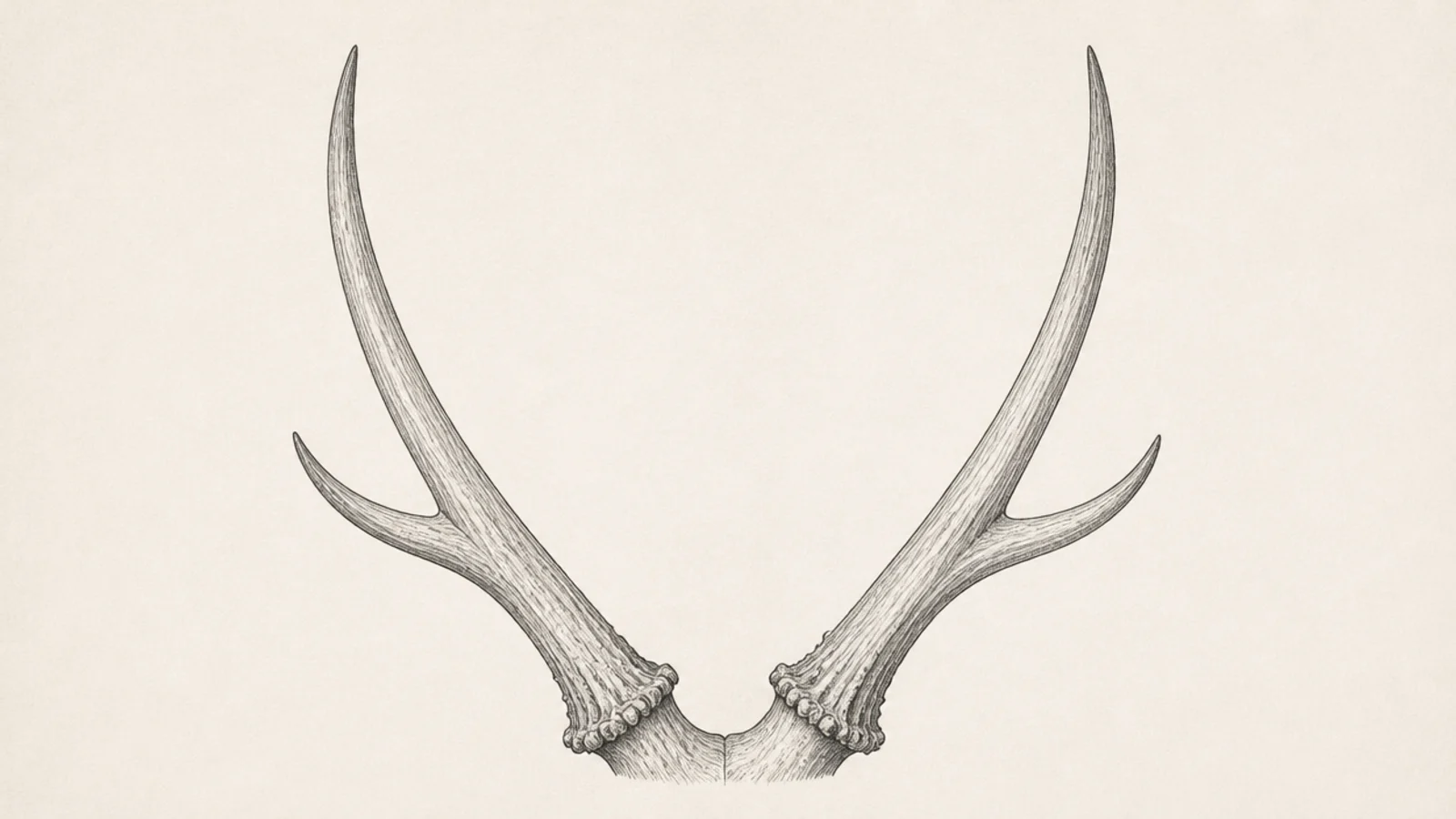 A pair of simple straight spike antlers with no branches
