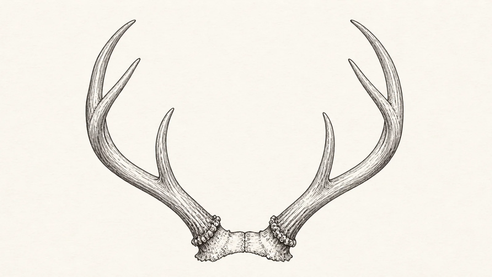 A basic pair of antlers with three tines branching off each beam