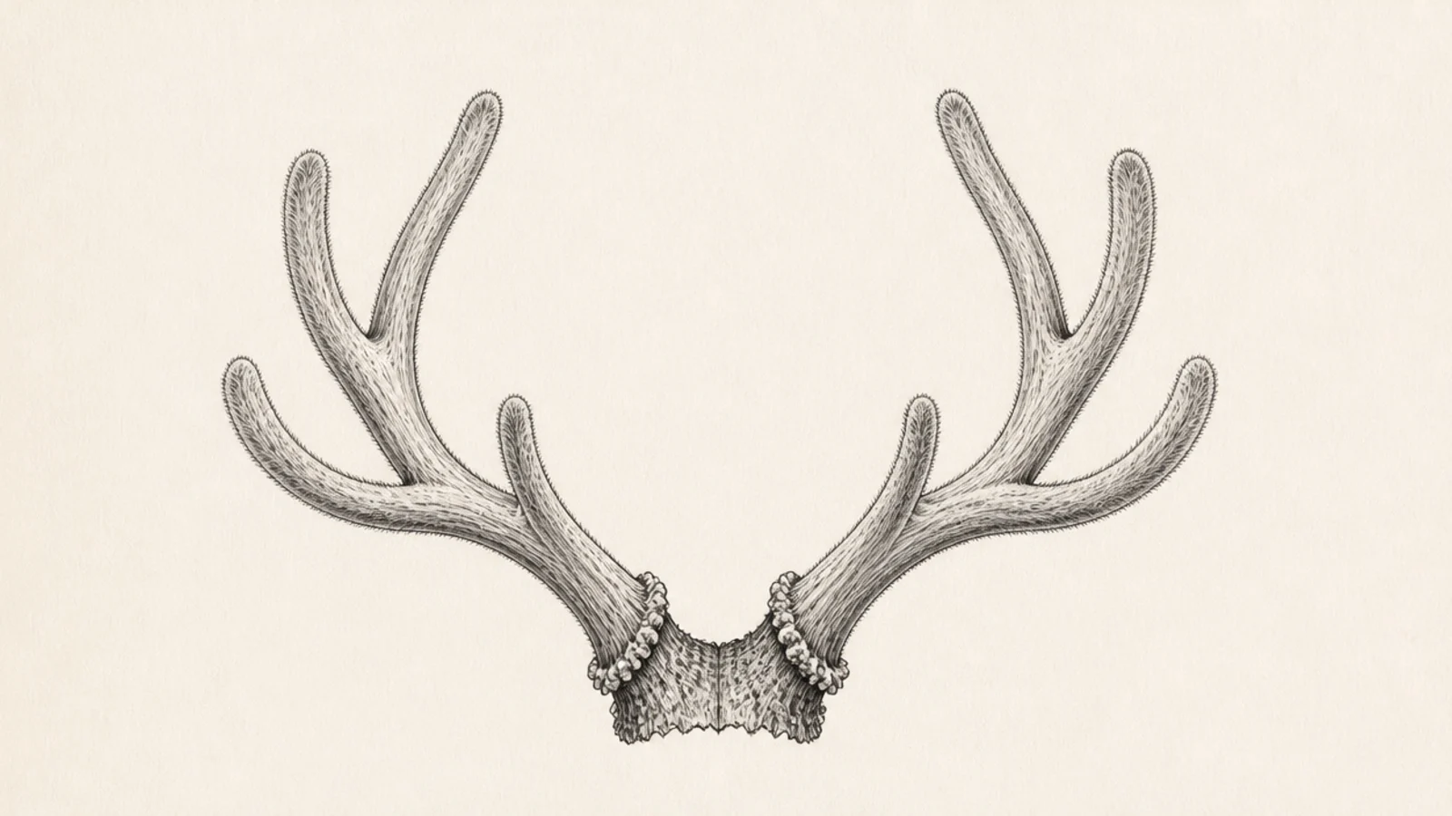 Soft rounded antlers covered in fuzzy velvet